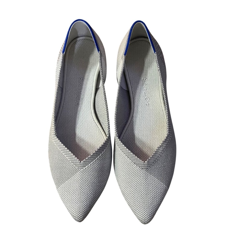 Rothy’s Pointed Flats Women’s 10.5 Gray Blue Trim Knit Used